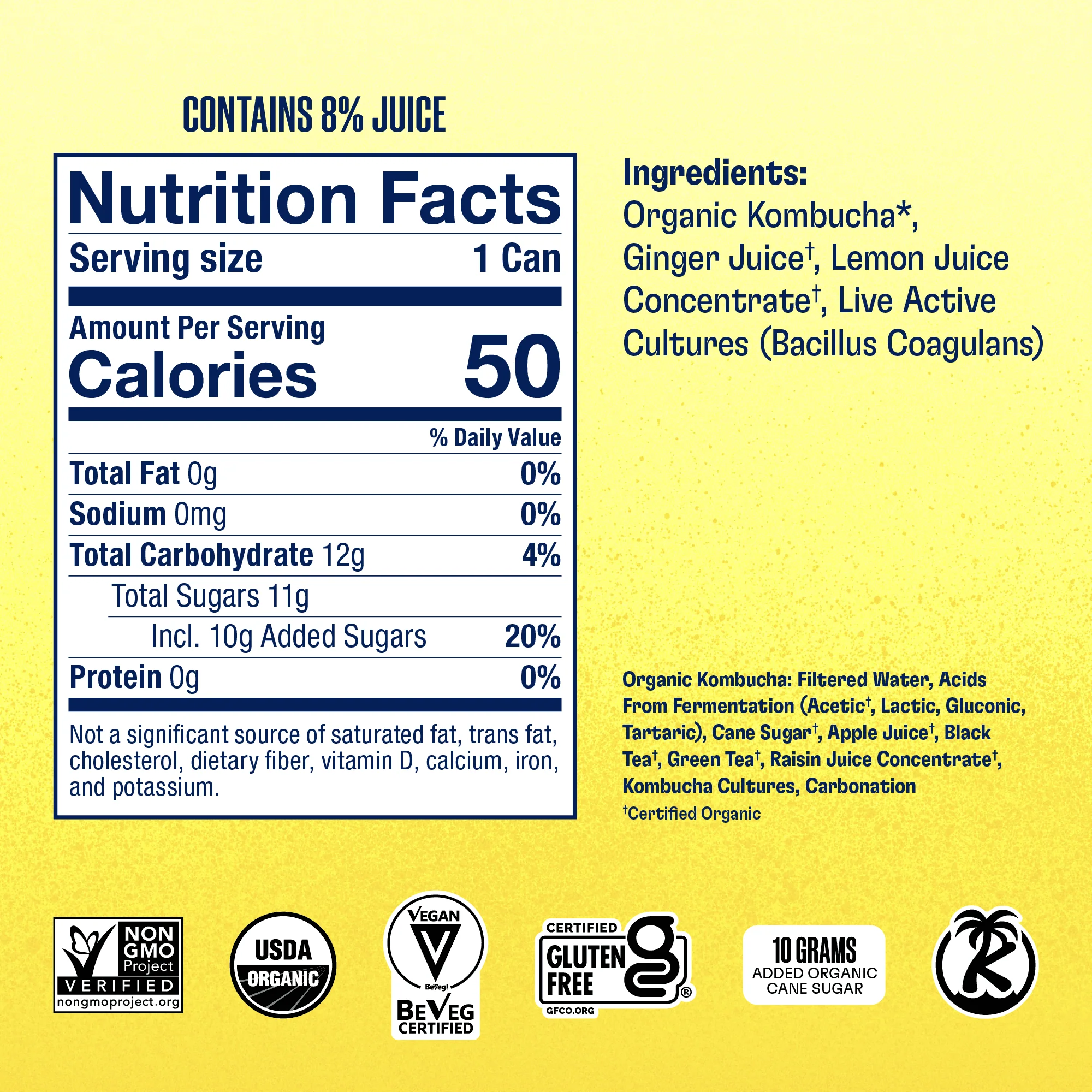 Ginger-Lemon Kombucha in Cans (24 pack) - Image 20